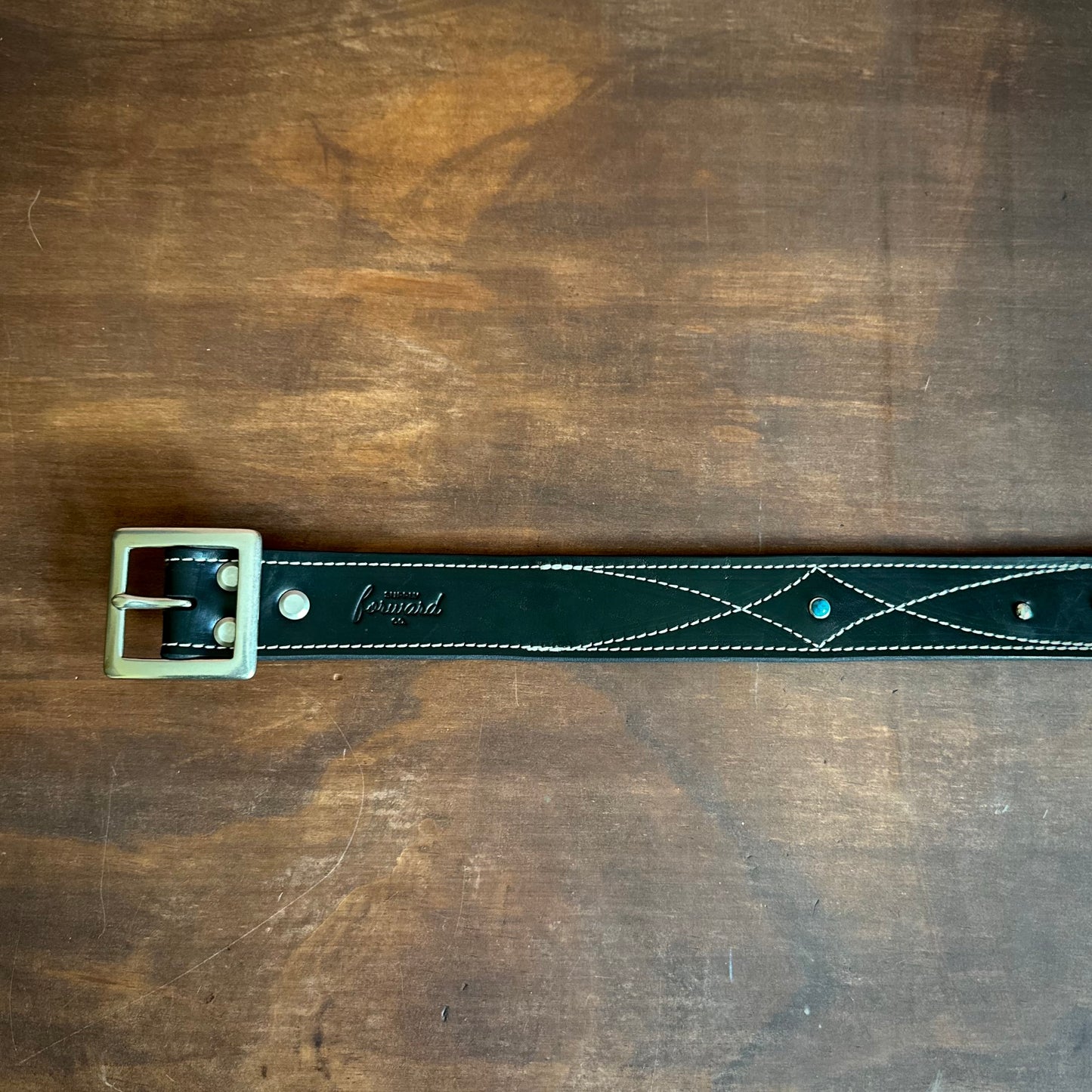 TURQUOISE STUDDED COWBOY BELT - Black