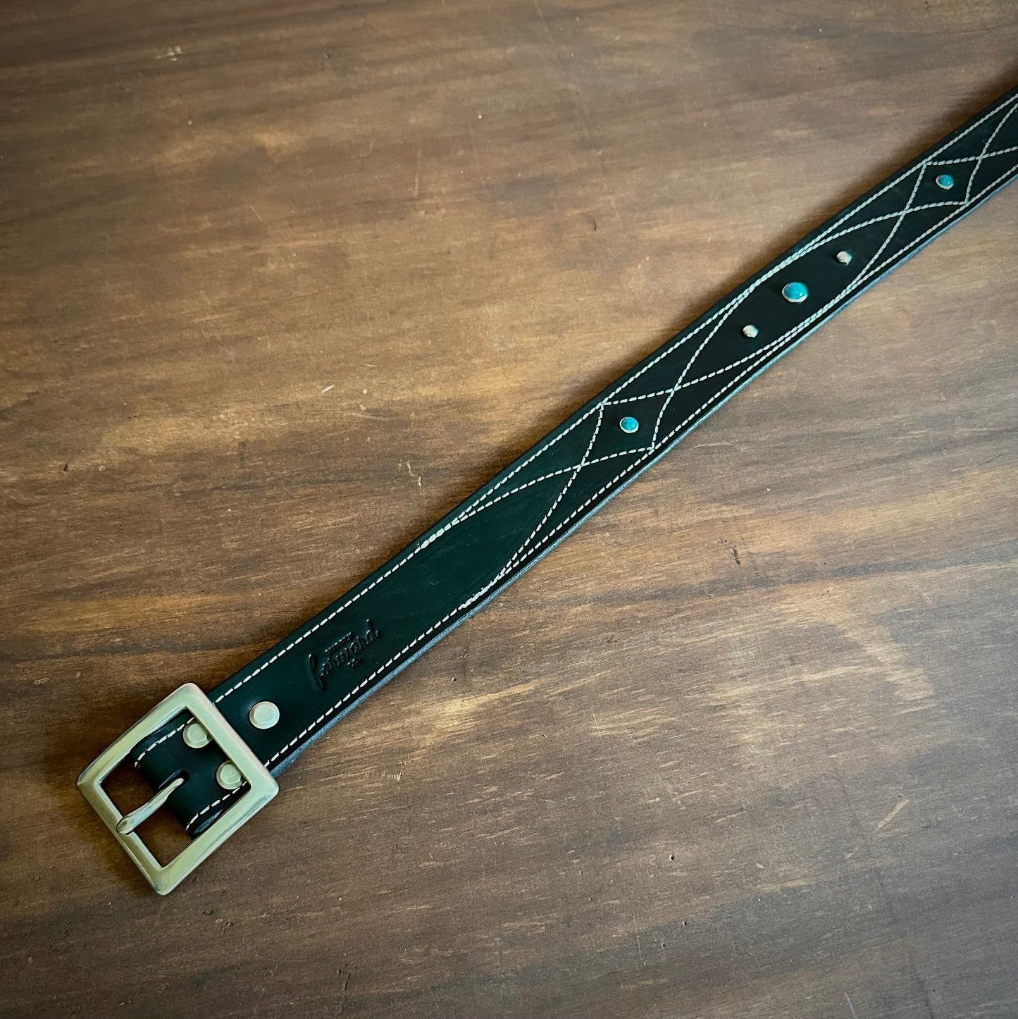 TURQUOISE STUDDED COWBOY BELT - Black